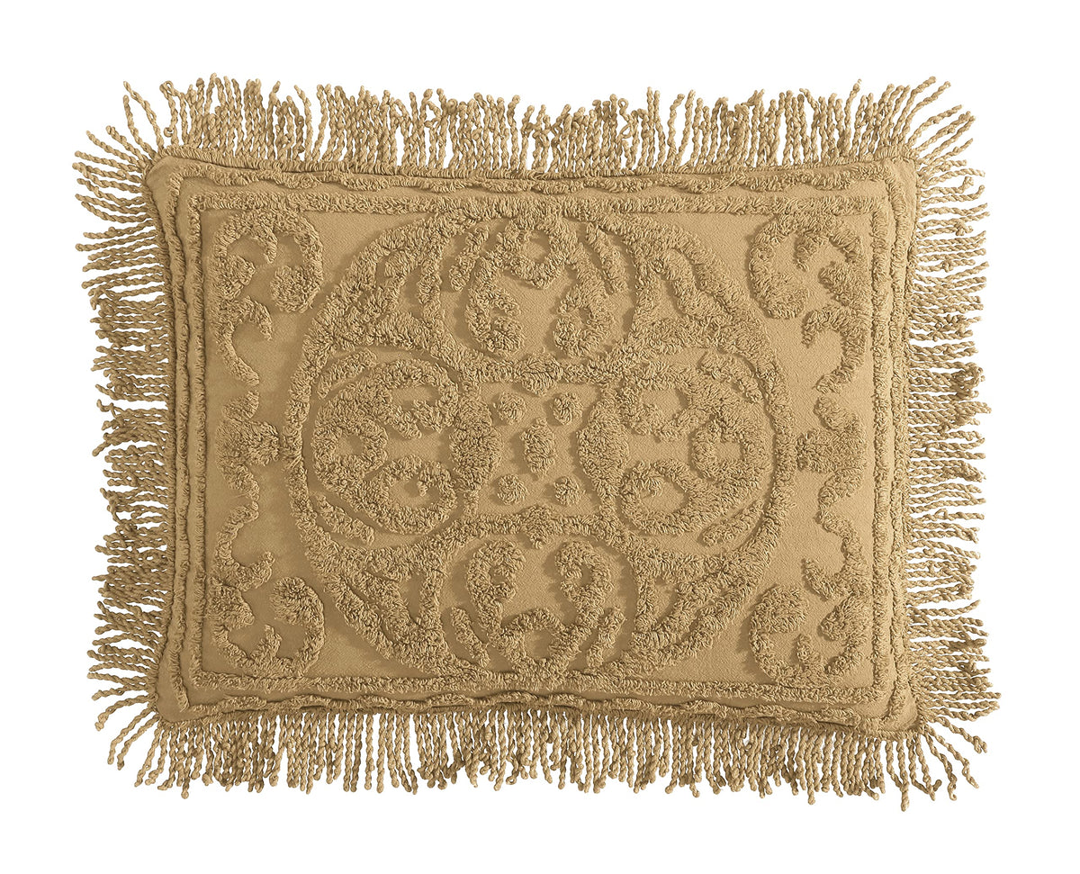Beatrice Home Fashions Medallion Chenille Bedspread, Standard Sham, Gold
