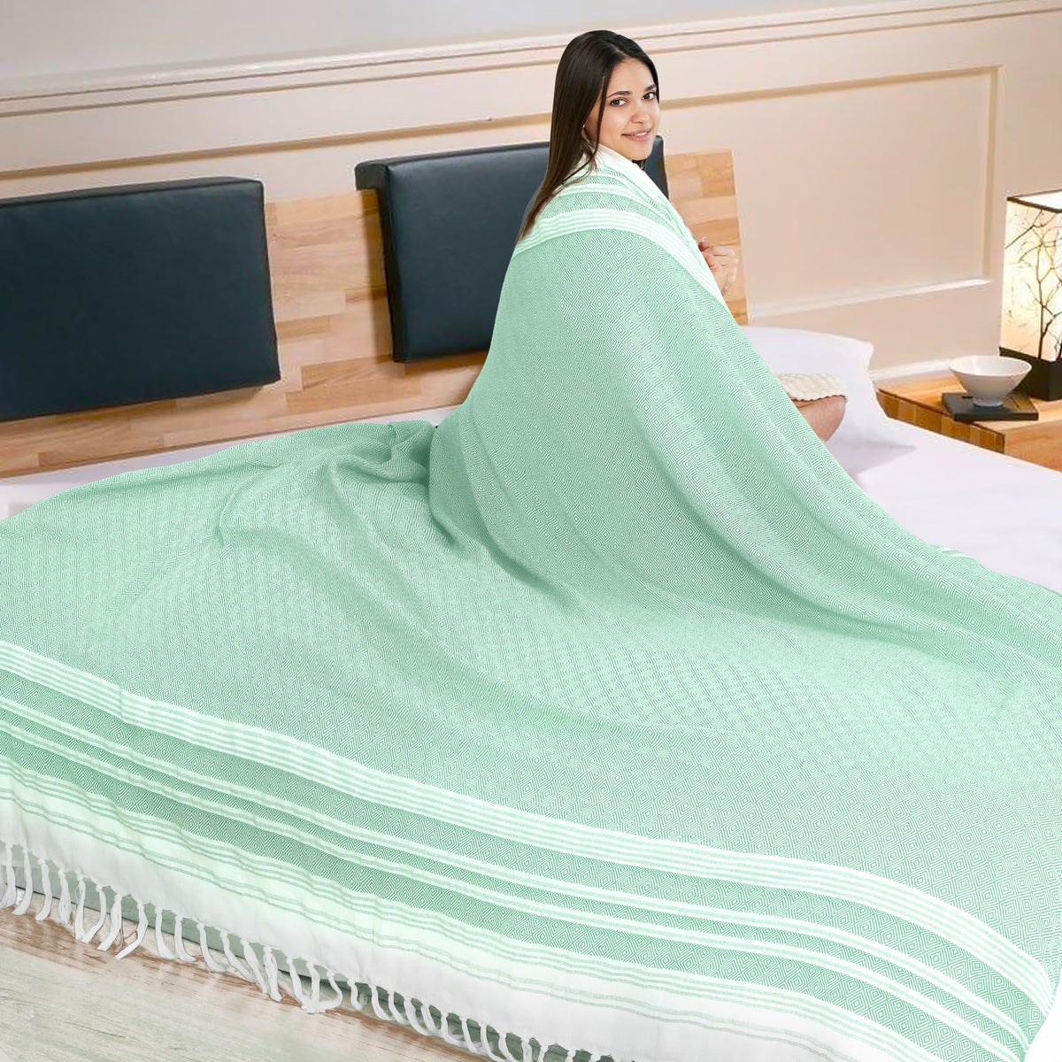 Genovega Extra Large Cotton Throw Blanket Queen Full Size Quilt Blanket Thin Lightweight Cooling Blanket For Hot Sleeper Items B