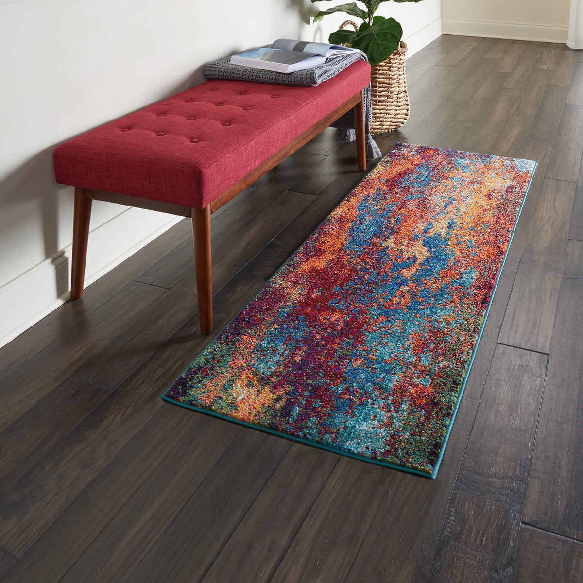 Nourison Celestial Red/Blue Atlantic 2'2' X 3'9' Area Rug, Contemporary, Abstract, Easy Cleaning, Non Shedding, Bed Room, Livi