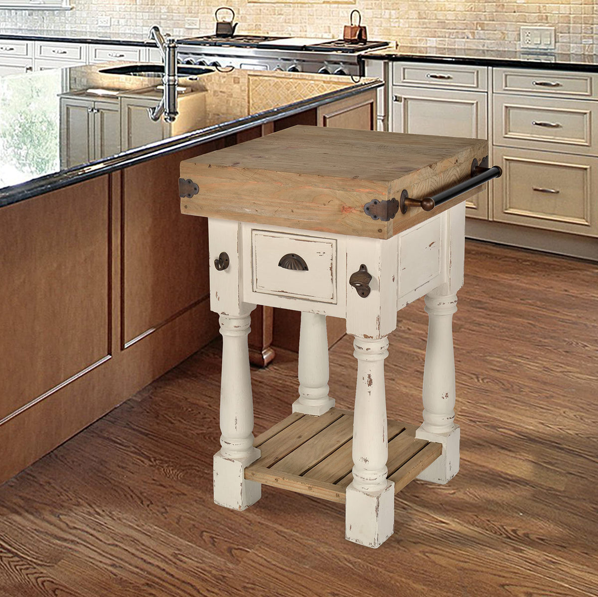 AFD Home Farmhouse Island Chaulk White Work Console Small