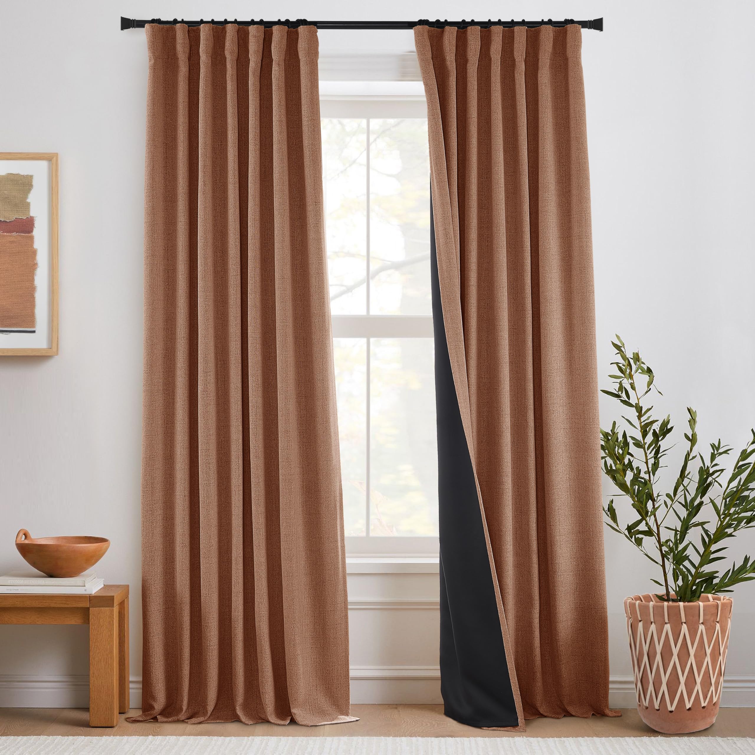 PANELSBURG Rustic Curtains for Cabin Living Room,Blackout Light Blocking Neutral Boho lnsulated Southwestern Western Curtains fo