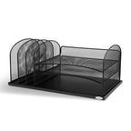 Safco, Onyx Desk Organizer With 3 Horizontal And 3 Upright Trays, Durable Steel Construction