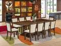 East West Furniture Lamz11-N8-32 11 Piece Kitchen Table Set Includes A Rectangle Dining Table With Removable Leaf And 10 Light Beige Linen Fabric Upholstered Chairs, 42X92 Inch, Walnut