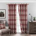 Always4U Classic Red Plaid Curtains Highland Woolen Look Tartan Farmhouse Window Treatment Grommet Checked Curtains For Living R
