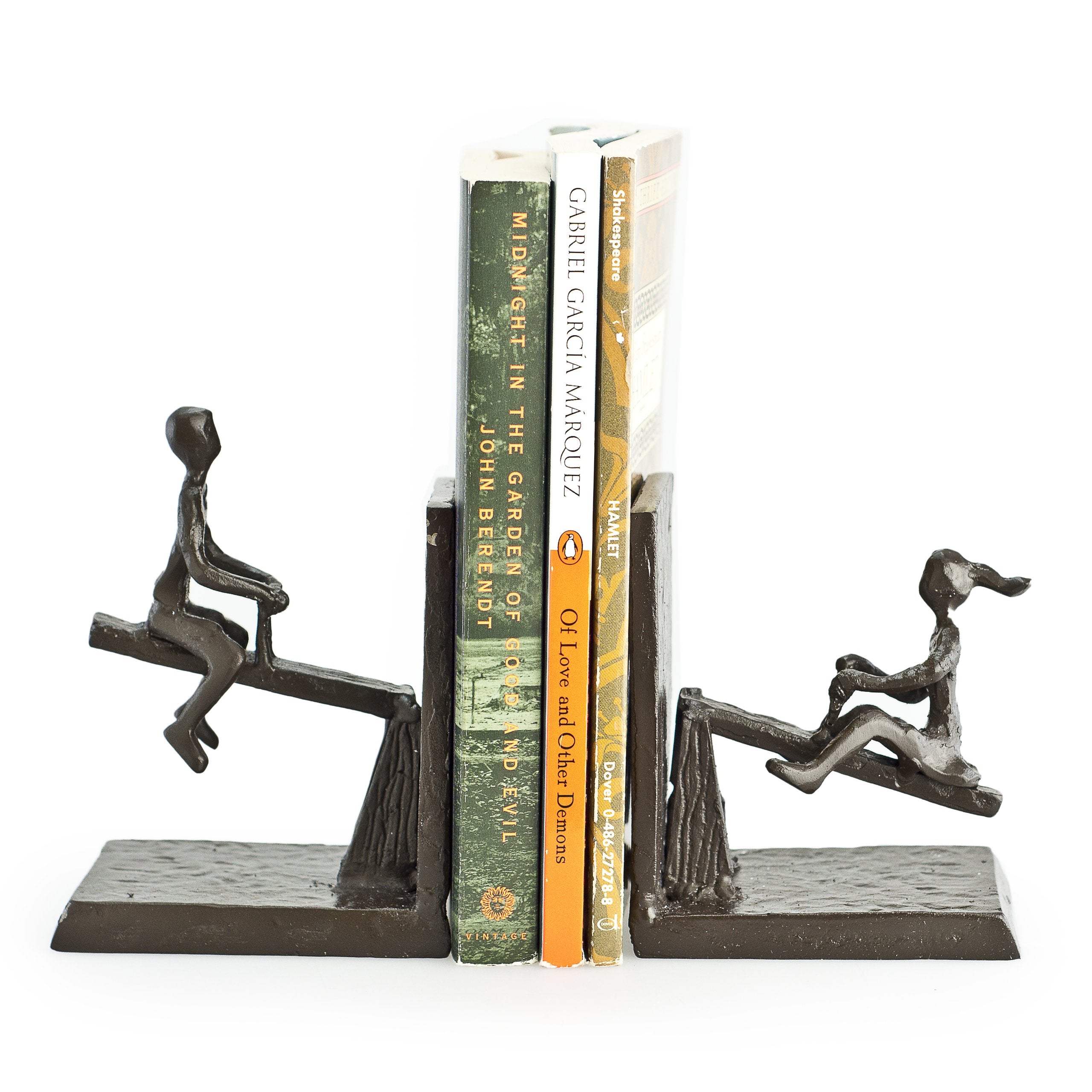 Danya B. ZI13023 See-Saw Metal Bookend Set. Iron Metal Art for Home and Office Decor - Decorative bookends for Shelves. Perfect 