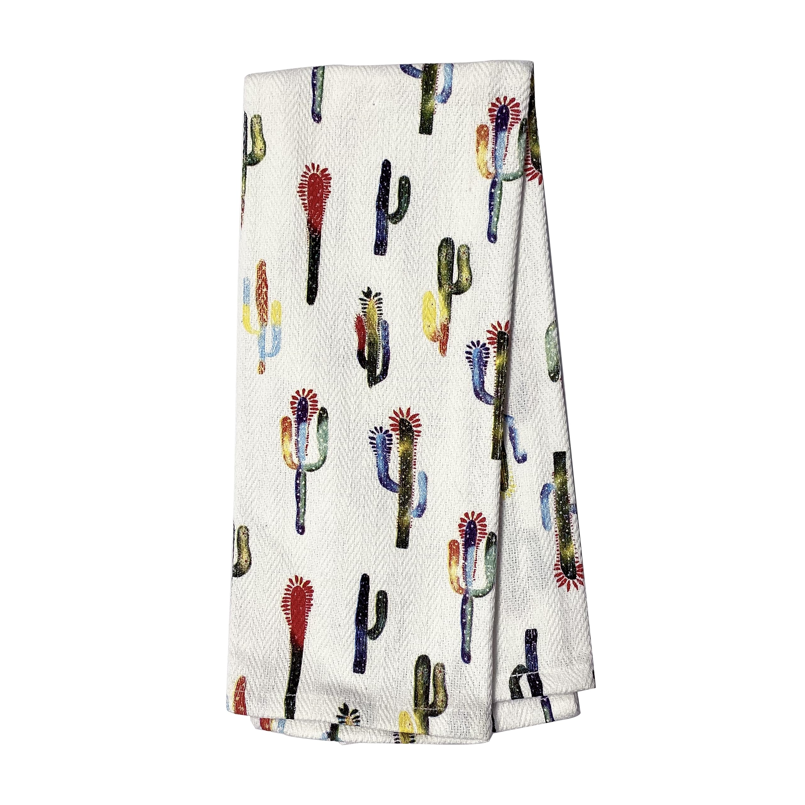 Kitsch Kitchen Watercolor Cactus Tea Towel (16 x 28) Absorbent 100% Cotton Dish Towel with a Loop