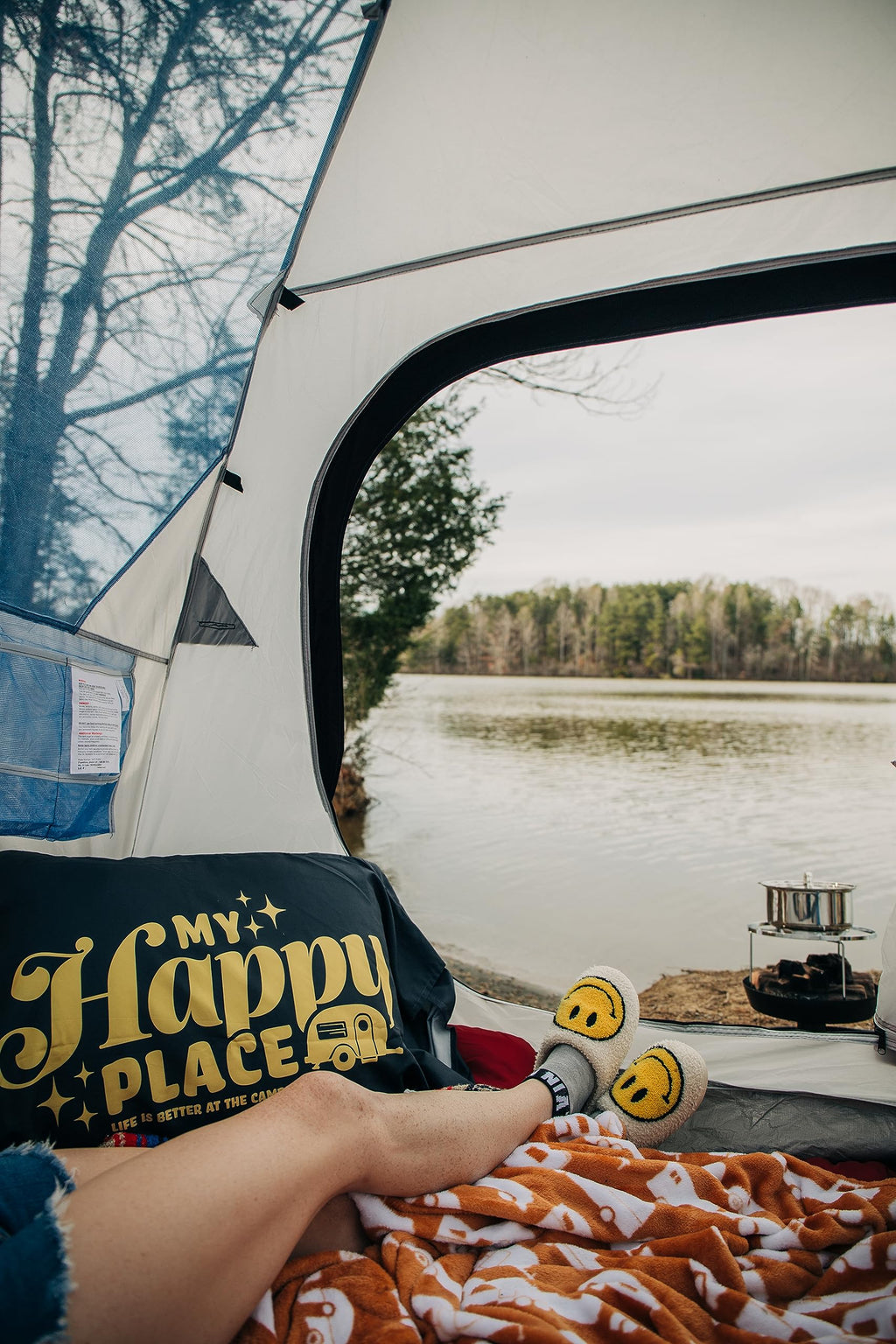 Camco Life Is Better At The Campsite Camper/Rv Bunk Sized Bed Sheets | Features Vintage-Inspired Camping Theme On Red Plaid & Na