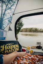 Camco Life Is Better At The Campsite Camper/Rv Bunk Sized Bed Sheets | Features Vintage-Inspired Camping Theme On Red Plaid & Na