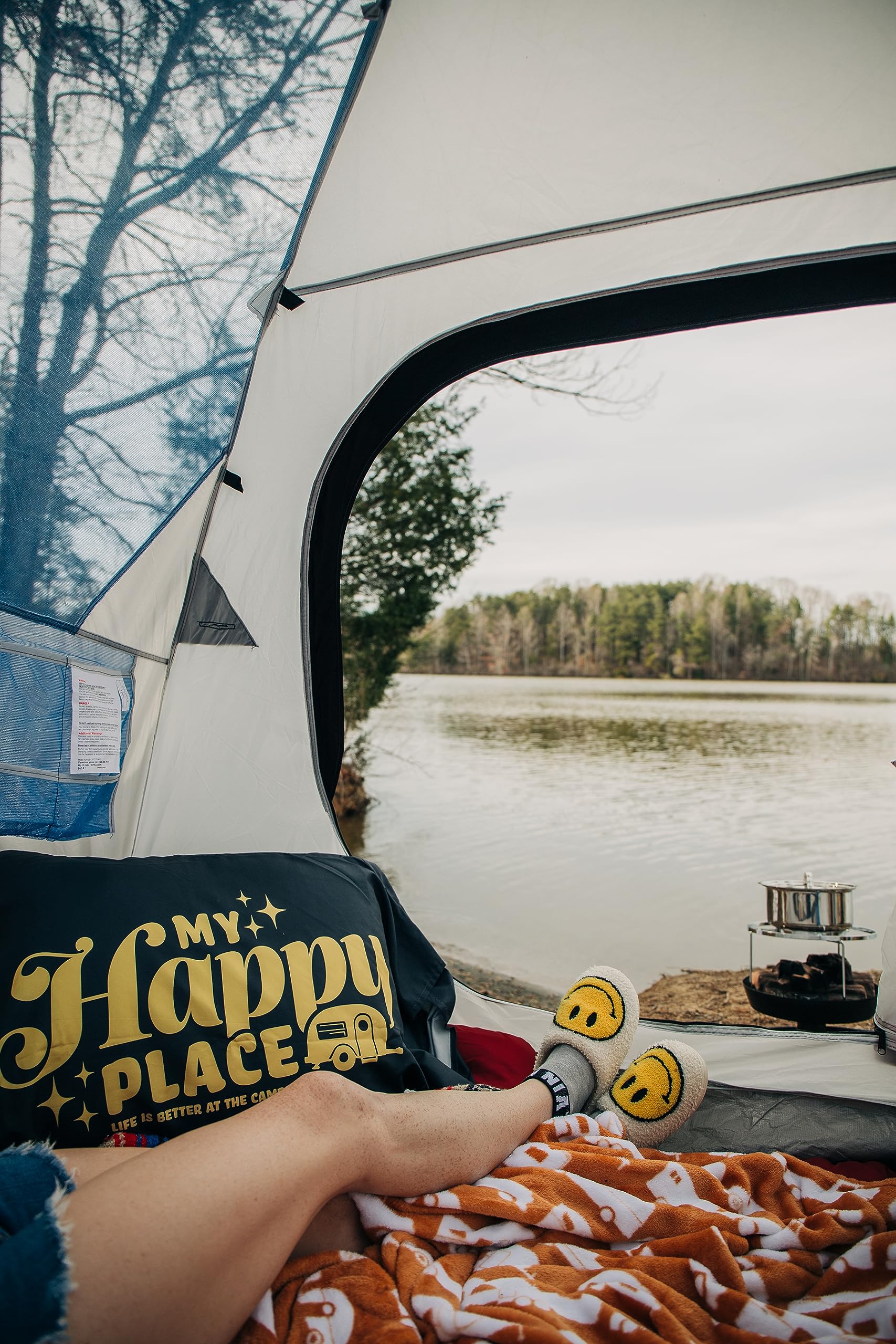 Camco Life Is Better At The Campsite Camper/Rv Bunk Sized Bed Sheets | Features Vintage-Inspired Camping Theme On Red Plaid & Na