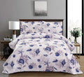 3-Piece Coastal Sea Life Quilt Set King Size (96X108In.) Beach Themed Vivid Seascape Blue Conch Starfish Coral Bedspread Coverle