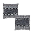 The Urban Port 18 x 18 Jacquard Square Decorative Cotton Accent Throw Pillow with Soft Boho Tribal Pattern, Set of 2, Black, Whi