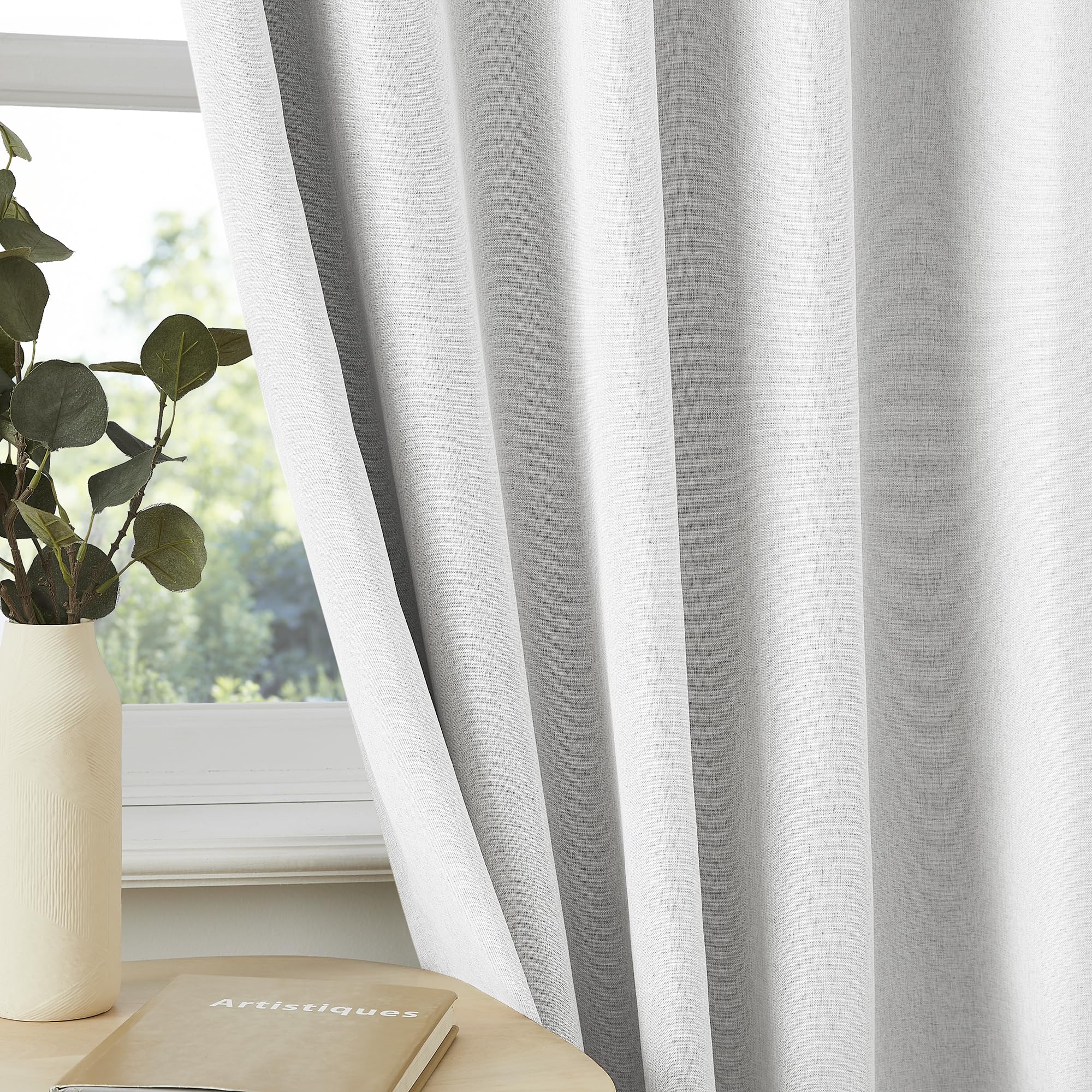 Dualife Pinch Pleated Blackout Curtains 132 Inch Long 11Ft, Accordion Style Thermal Insulated Drapes With Hooks, Back Tab Ceilin