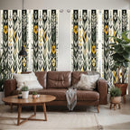 Ambesonne Nature Boho Window Curtains Pack Of 2, Urban Jungle Theme Dreamy Leaves And Flowery Petals And Stripes, Lightweight Se
