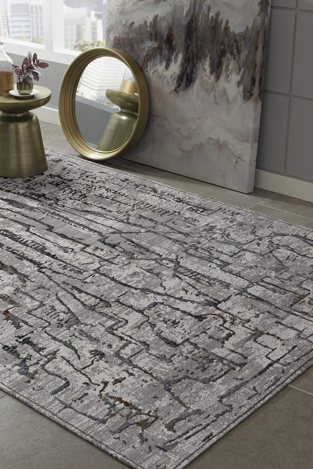 HomeRoots Decor 118' X 158' X 0.'25' Grey Polyester Rug