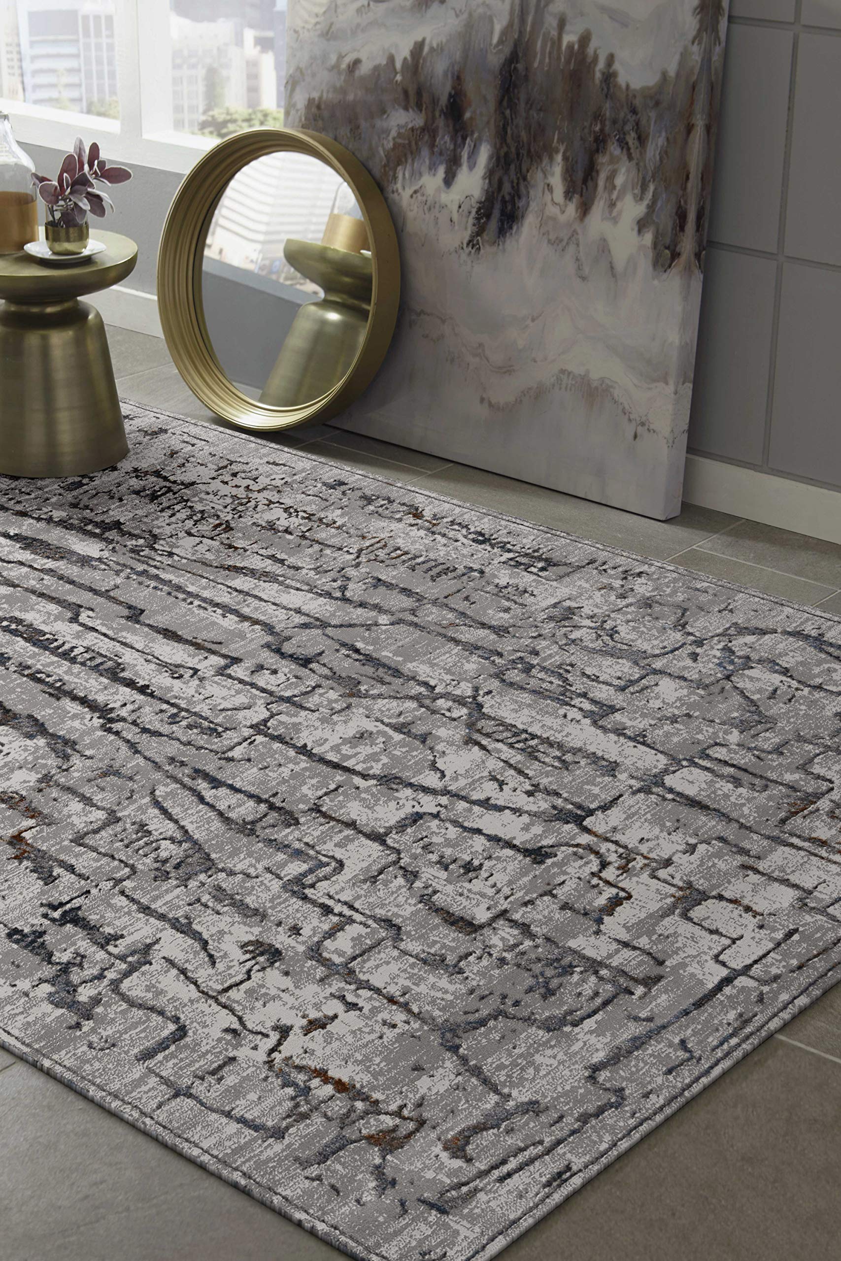 HomeRoots Decor 118' X 158' X 0.'25' Grey Polyester Rug