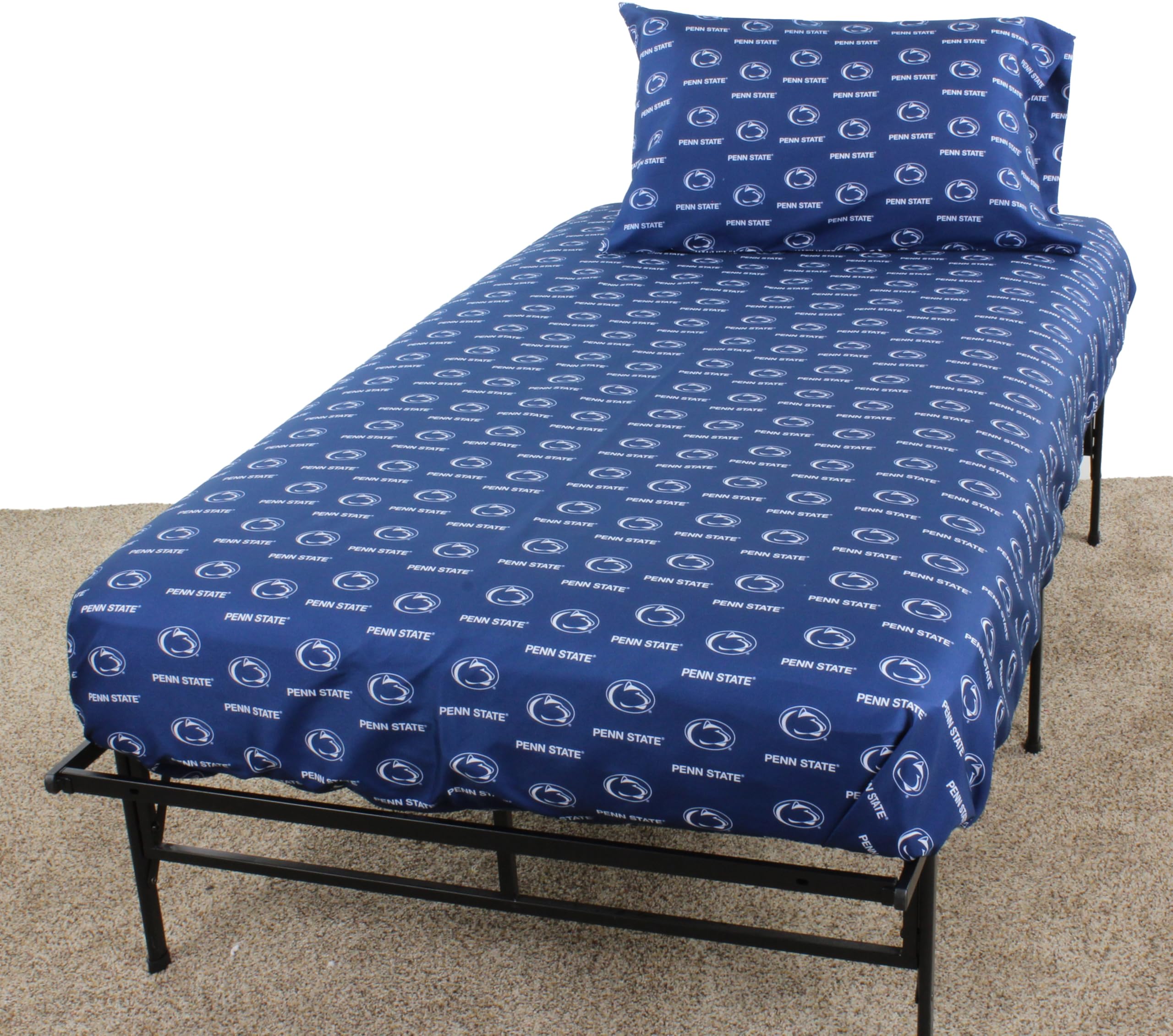 College Covers Everything Comfy Penn State Nittany Lions Queen Sized 4 Piece Sheet Set, Team Color Background, 1 Flat Sheet, 1 F