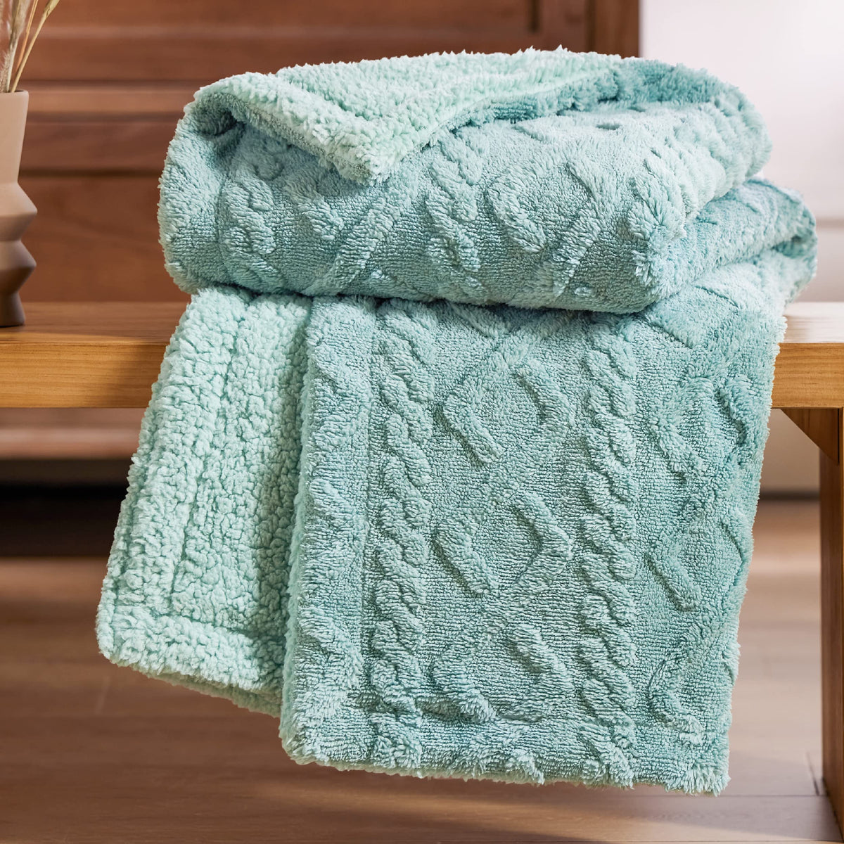 Bedsure Sherpa Blanket Twin Size - Twin Blanket Fuzzy Soft Cozy Throw For Couch, Fleece Thick Warm Blanket For Winter, Sage Gree