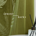 Smiletime Green Velvet Curtains 108 In Long, Thermal Insulated Soft Privacy Noise Reducing Light Filtering Leaf Pattern Velvet D