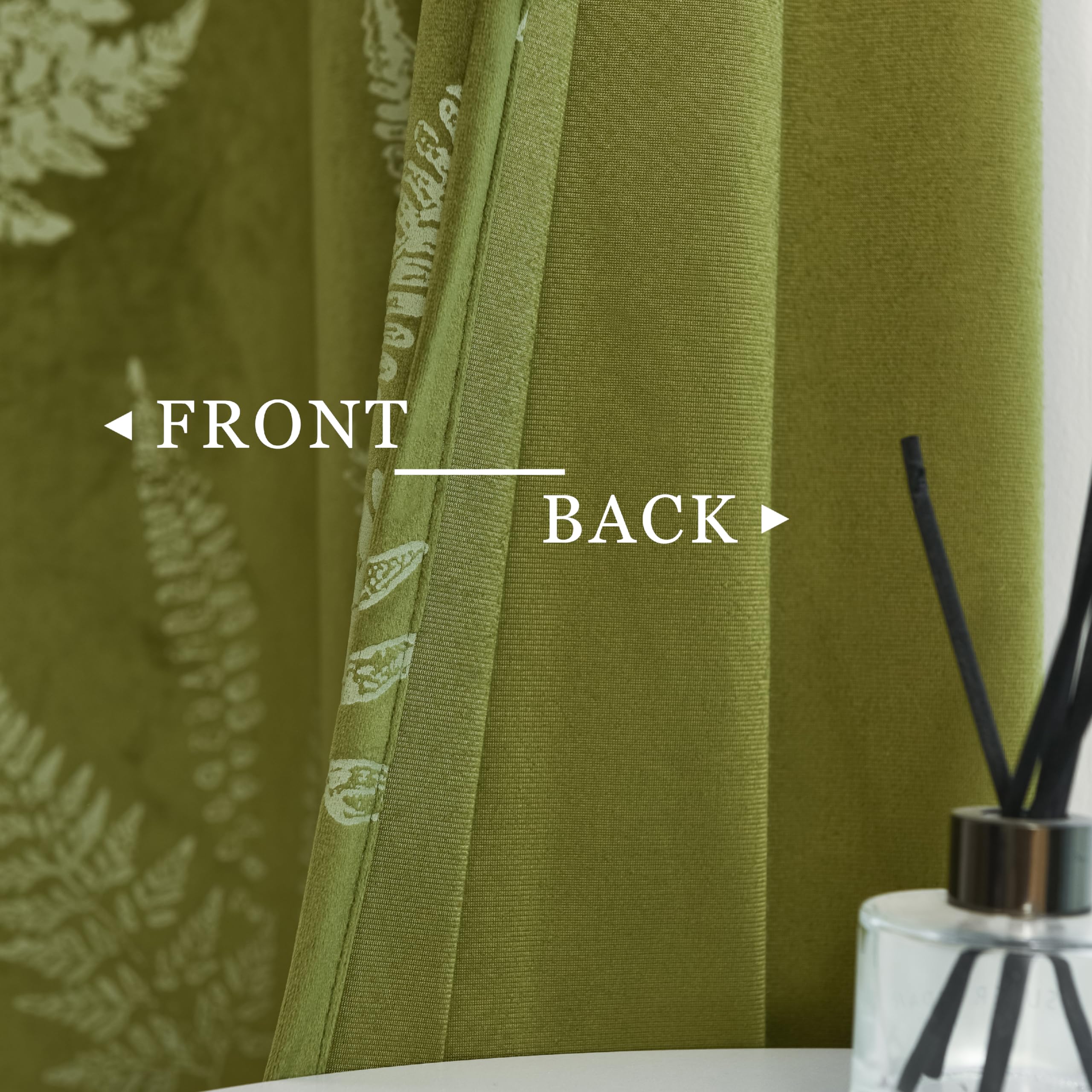 Smiletime Green Velvet Curtains 108 In Long, Thermal Insulated Soft Privacy Noise Reducing Light Filtering Leaf Pattern Velvet D