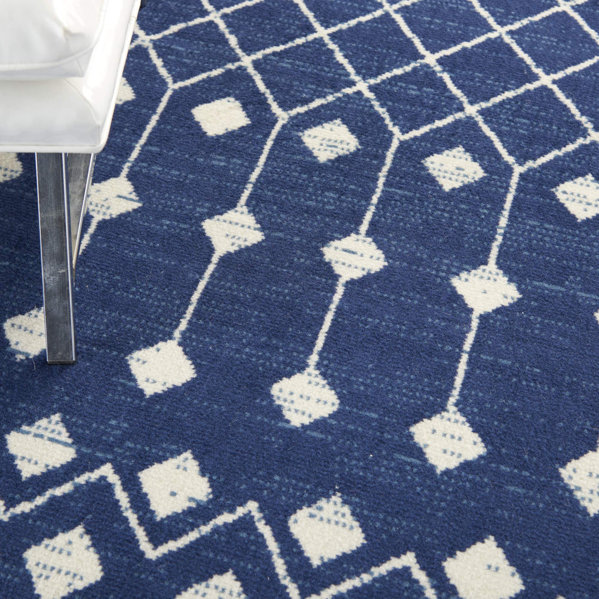 Nourison Grafix Moroccan Navy 6' X 9' Area Rug, Easy Cleaning, Non Shedding, Bed Room, Living Room, Dining Room, Kitchen (6X9)