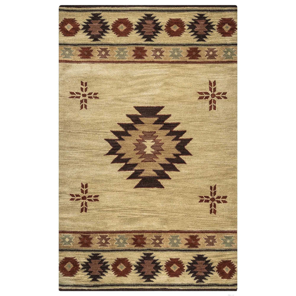 Rizzy Home Alora Decor Ryder 3' X 5' Tribal Khaki/Brown/Burgundy/Sage Hand-Tufted Area Rug