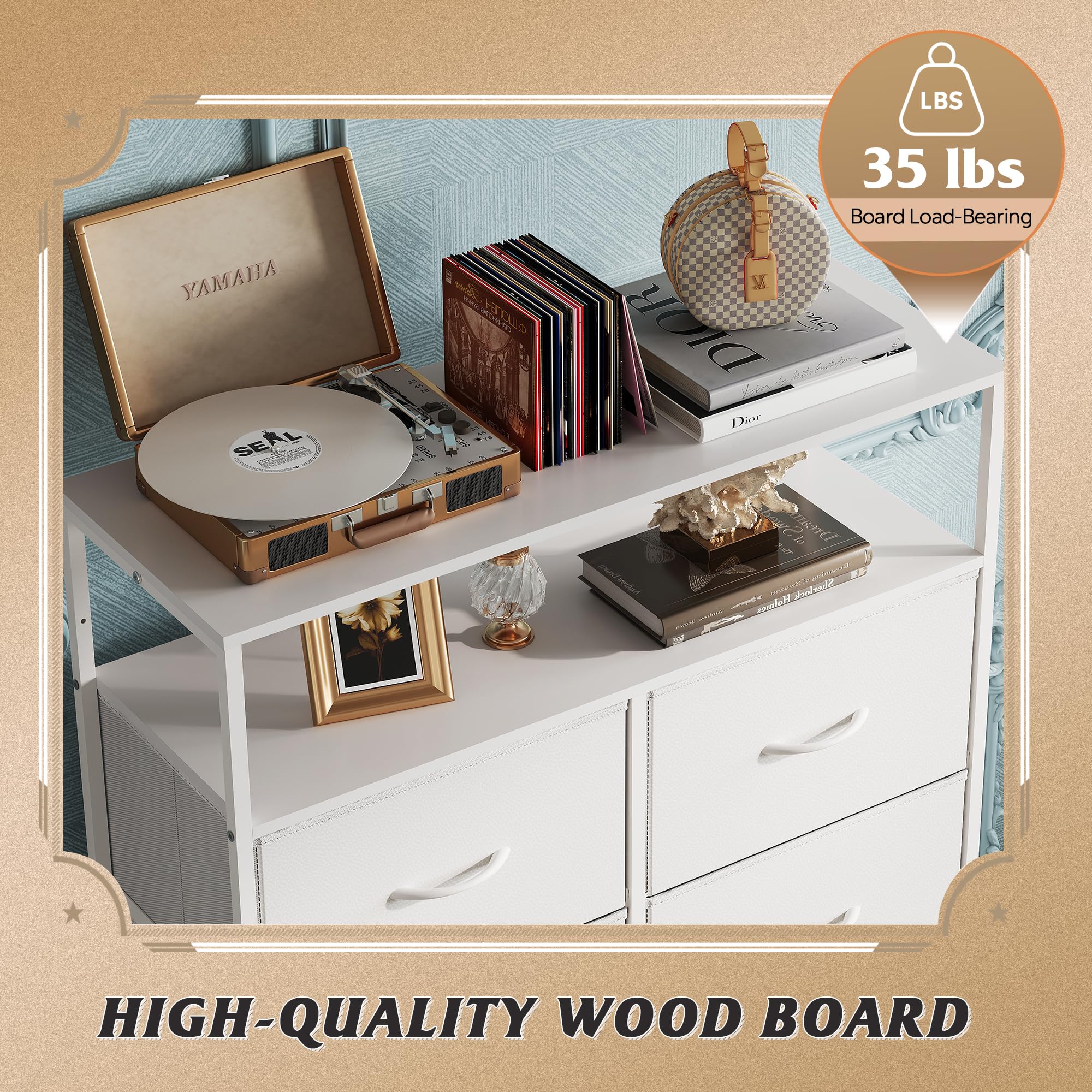 Wlive Tall Fabric Storage Dresser - 8 Drawer Chest Tower For Bedroom, Closet, Living Room And Hallway, White