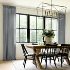 Twopages Double Layer Lined Pinch Pleated Curtain Dark Grey Linen Blend Light Filtering Room Darkening Curtain For Kitchen, Wind