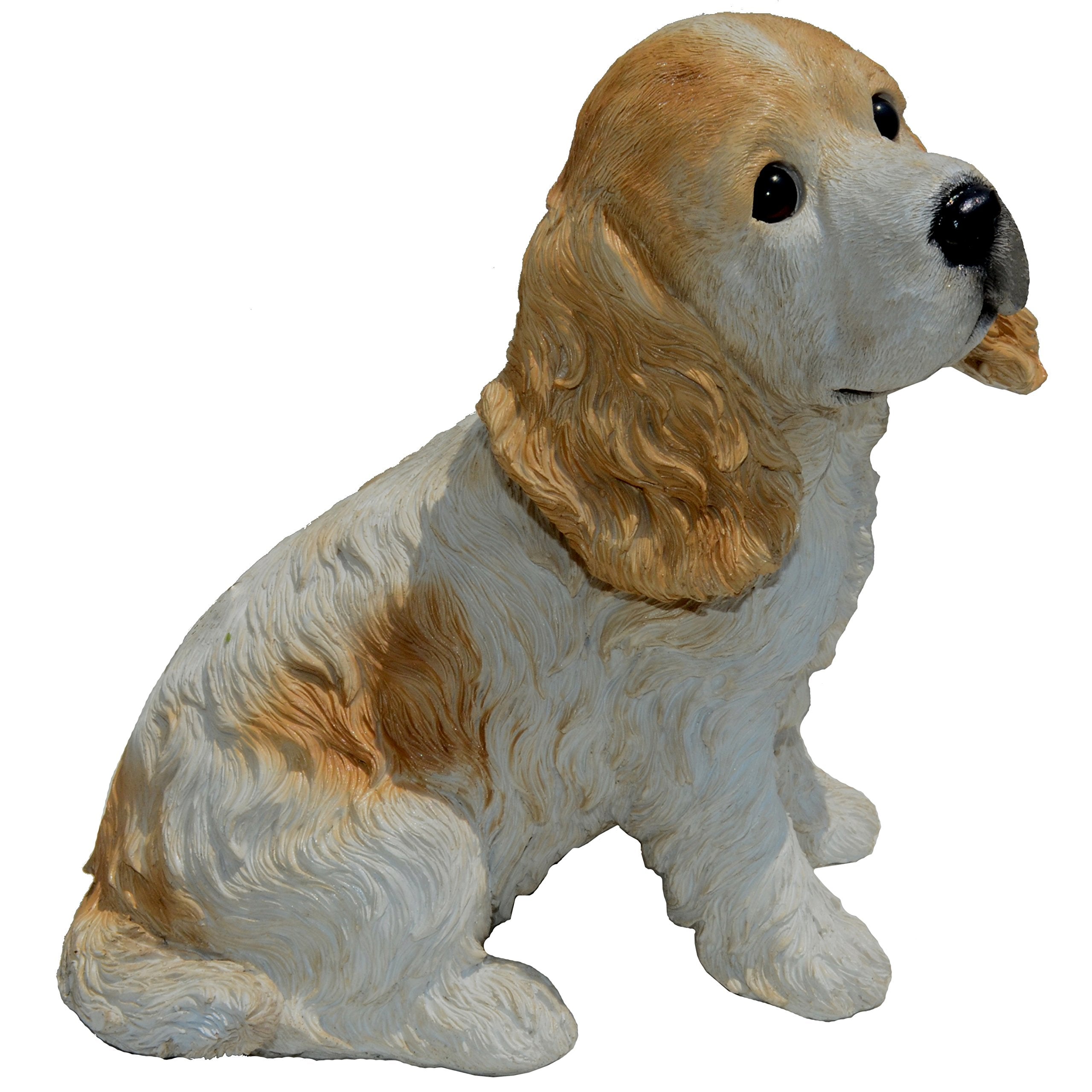 Michael Carr Designs Buffy-Cocker Spaniel Puppy M White/Tan Outdoor Puppy Dog Figurine For Gardens, Patios And Lawns (80094)