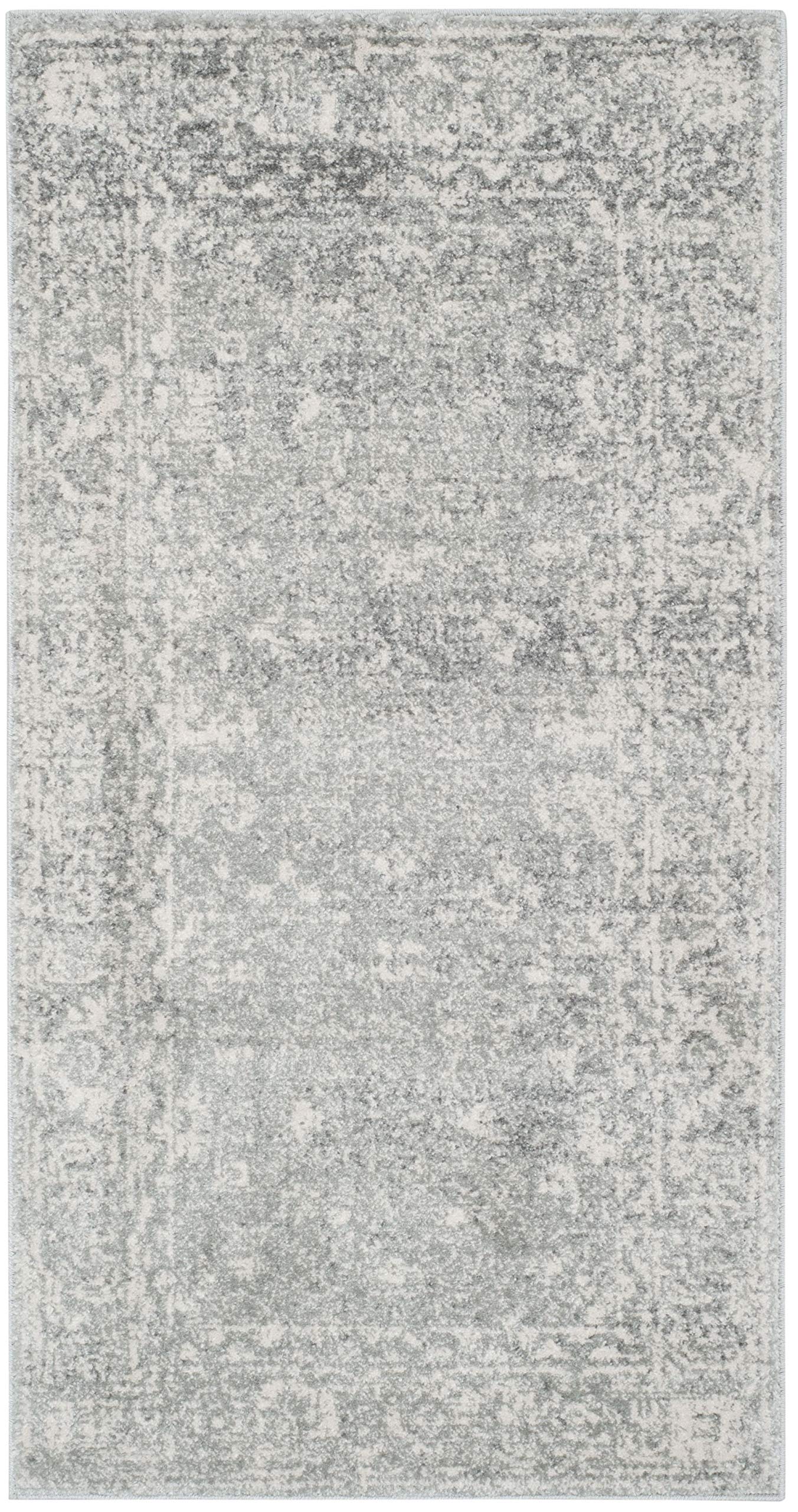 SAFAVIEH Evoke Collection 22 x 4 Silver / Ivory EVK270Z Shabby Chic Distressed Non-Shedding Living Room Bedroom Accent Rug