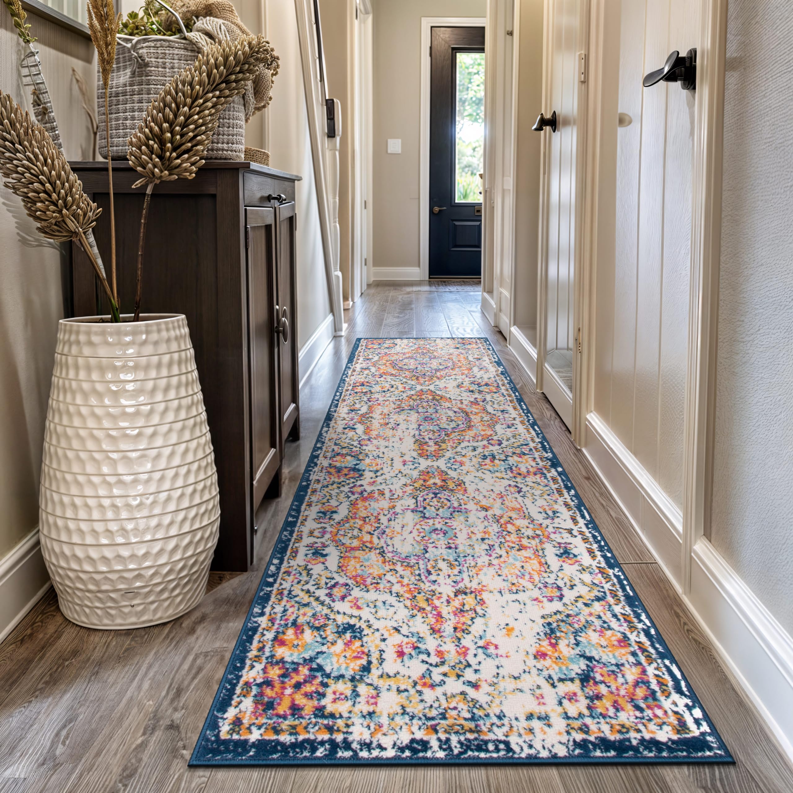 Rugshop Vintage Distressed Bohemian Runner Rug 27 x 8 Multi