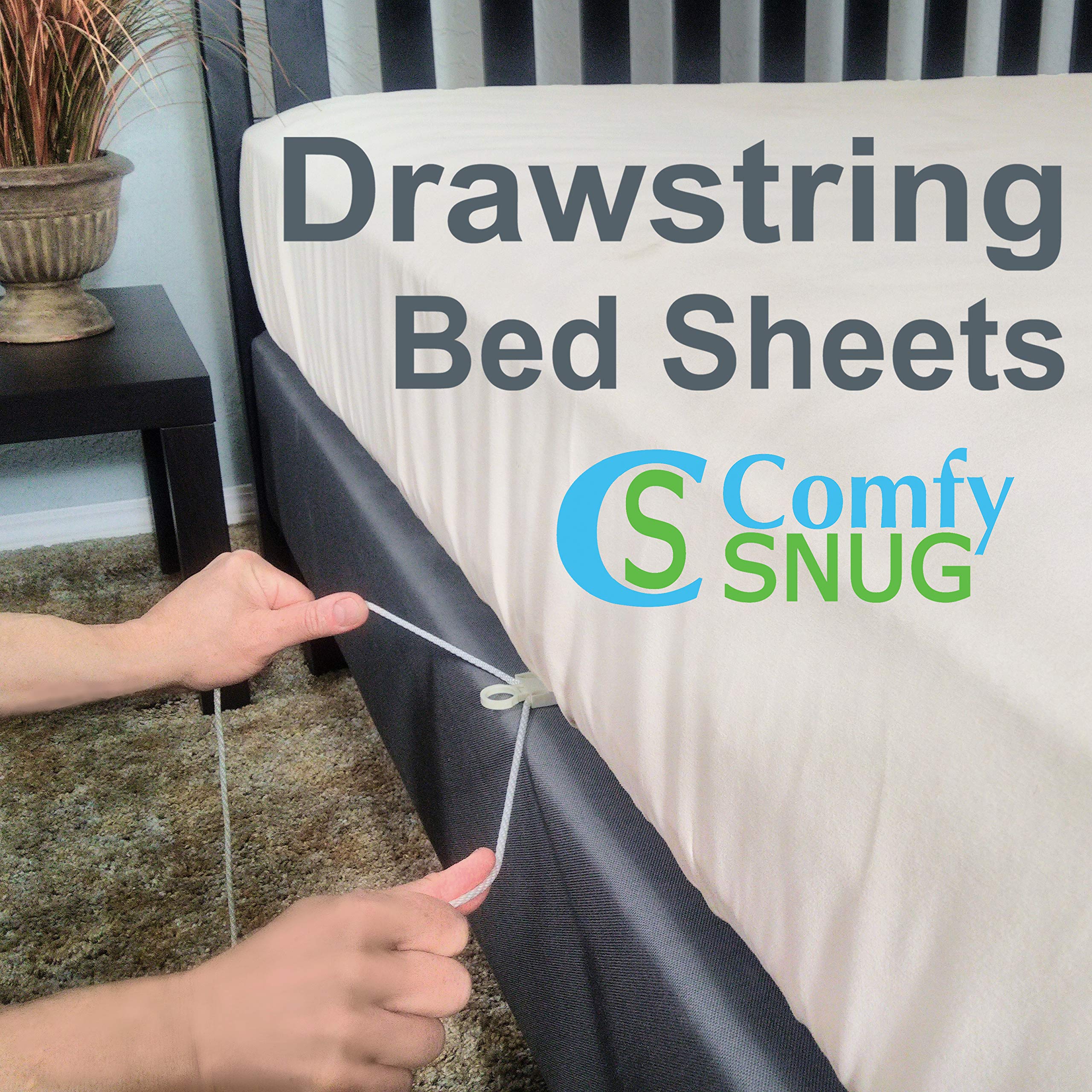 Comfy-Snug Queen Taupe Bed Sheet Set Microfiber - Latex Free - Hypoallergenic - Sheet Fastener - Sheet Holder - Sheet Strap - Be