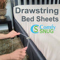 Comfy-Snug Queen Taupe Bed Sheet Set Microfiber - Latex Free - Hypoallergenic - Sheet Fastener - Sheet Holder - Sheet Strap - Be
