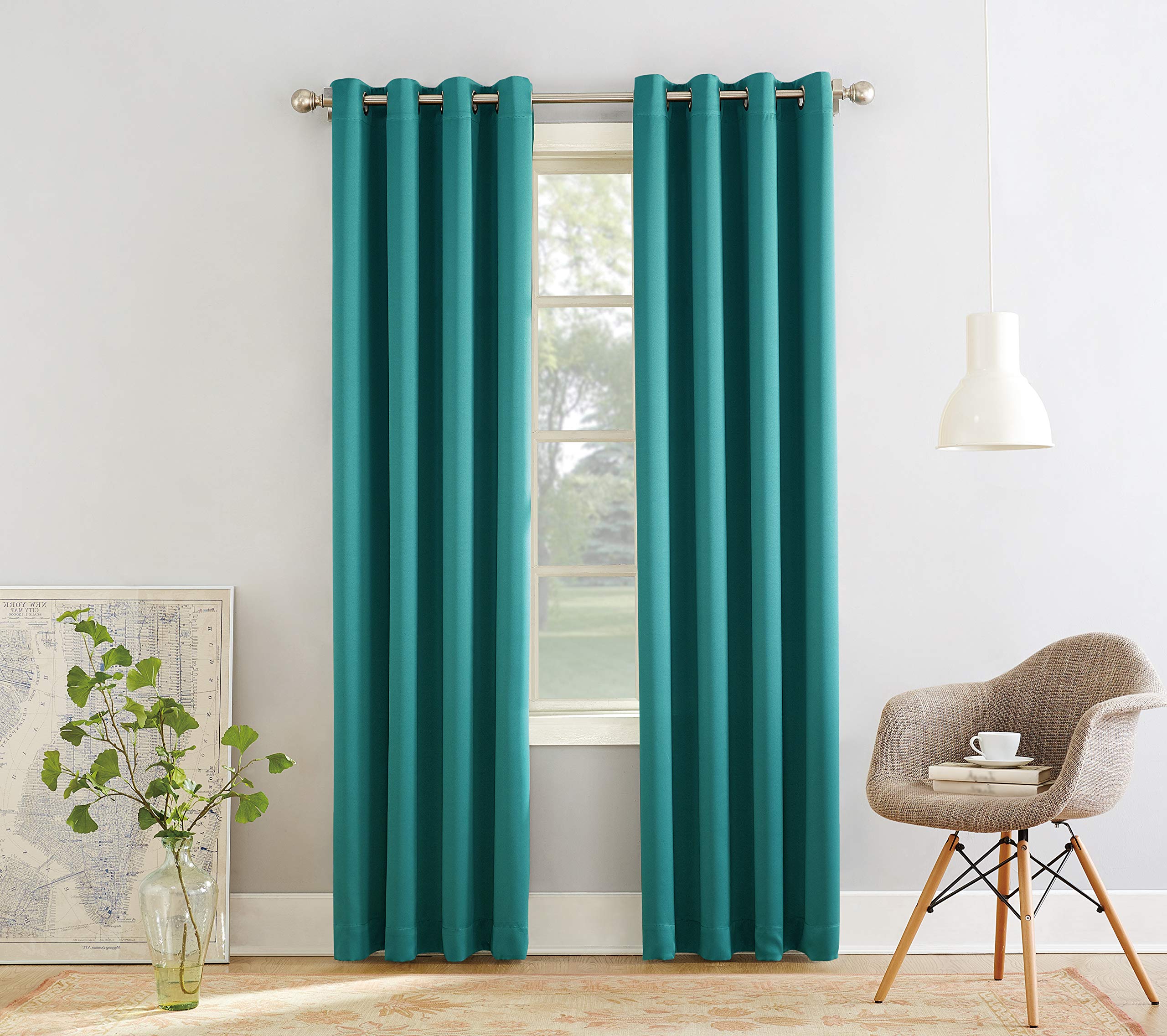 Sun Zero Becca Energy Efficient Grommet Curtain Panel, 40'' X 95'', Marine