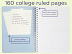 Steel Mill & Co Cute Mini Spiral Notebook, 8.25' X 6.25' Journal With Durable Hardcover And 160 Lined Pages, Light Blue Dots