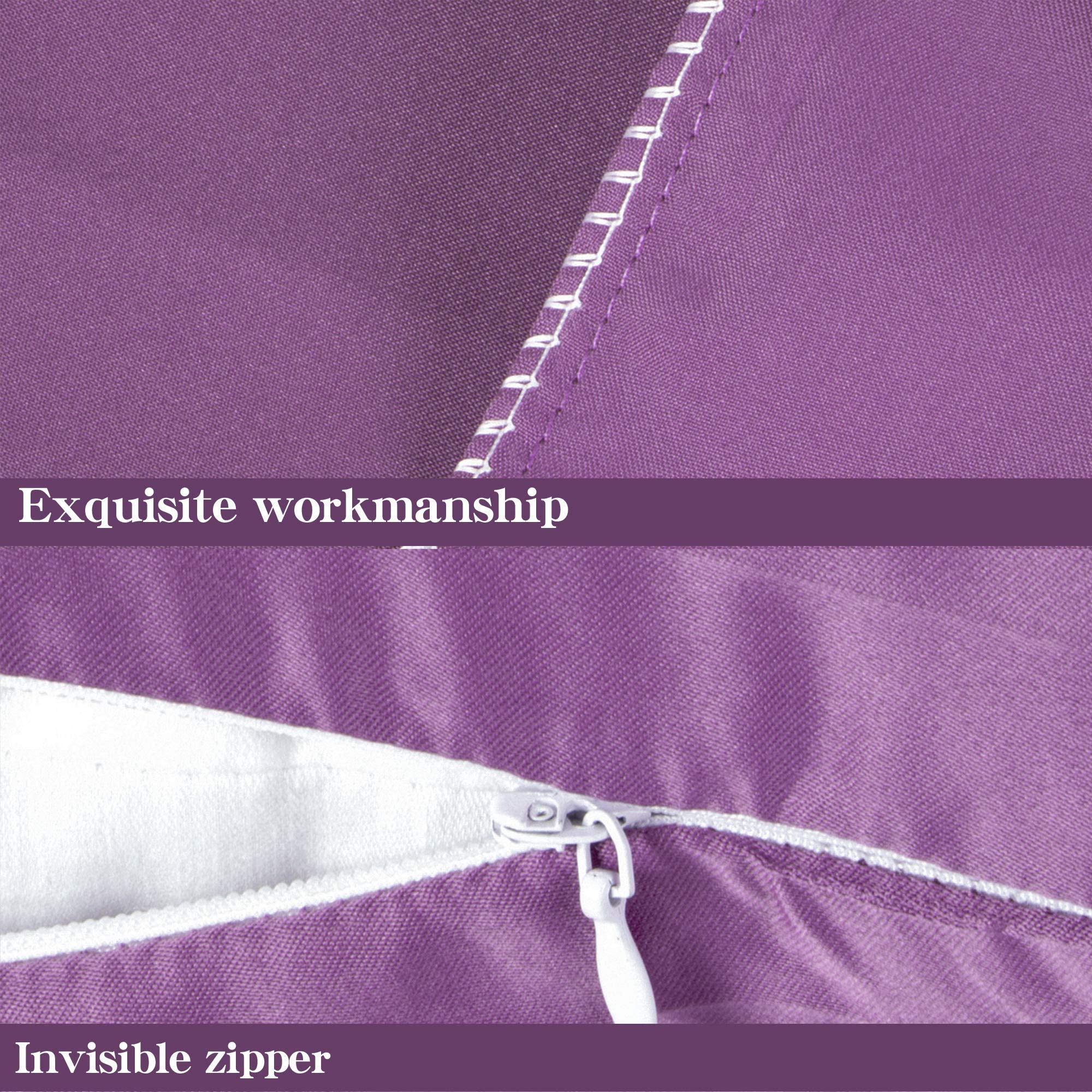 Ntbay Zippered Satin Pillow Cases For Hair And Skin, Luxury King Hidden Zipper Pillowcases Set Of 2, 20X36 Inches, Purple
