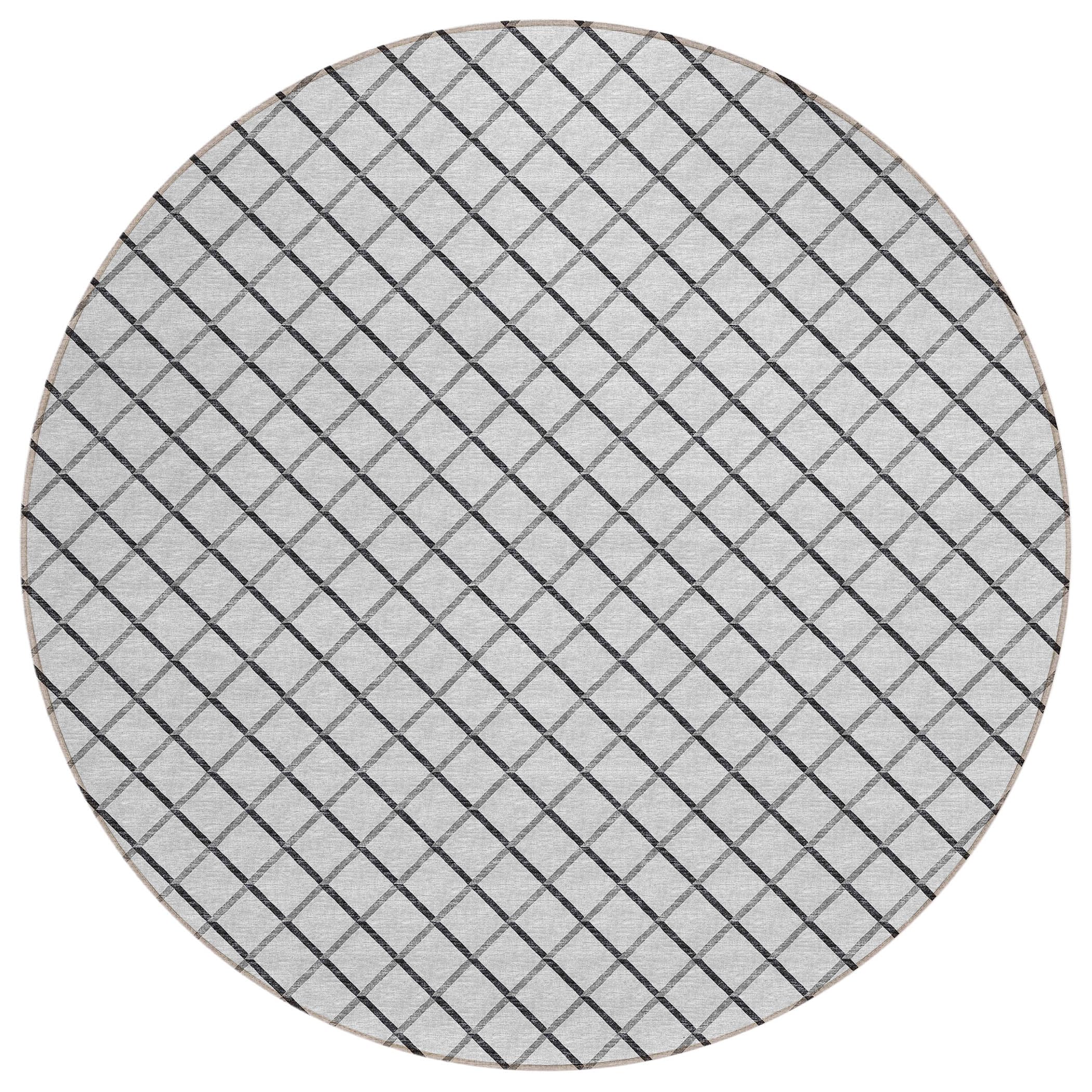 Dalyn Rugs York Yo1 Gray 6' X 6' Indoor Outdoor Round Rug, Easy Clean, Machine Washable, Non Shedding, Bedroom, Living Room, Dining Room, Kitchen, Patio Rug