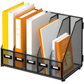 DALTACK Desk Organizers Metal Desk Magazine File Holder with 5 Vertical Compartments Folder Storage for Office Home School Organ