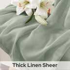 Homeideas Sage Green Linen Sheer Curtains 63 Inches Long 2 Panels Textured Semi Sheer Curtains Farmhouse Curtains Sheer Privacy
