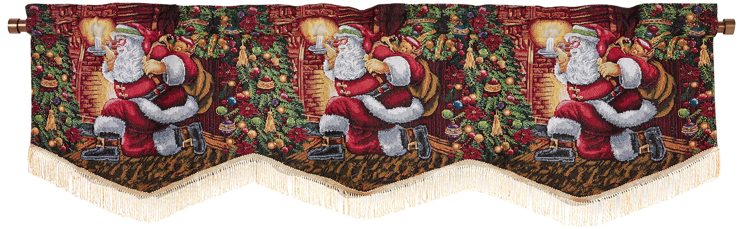 Violet Linen Decorative Christmas Santa Claus Design Tapestry 60' X 15' Window Valance