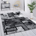 Paco Home Modern Area Rug Mottled Grey Shades with Abstract Black Stripes, Size: 53 x 77