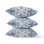 HomeRoots Gray Light Blue 18â€ Blue Gray Floral Boho Zippered Suede Throw Pillow