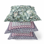 HomeRoots Light Green Red Indigo 20' Green Gray Springtime Zippered Suede Throw Pillow