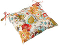 Pillow Perfect Bright Floral Indoor/Outdoor Chair Seat Cushion With Ties Tufted, Weather, And Fade Resistant, 18.5' X 19', Ivo