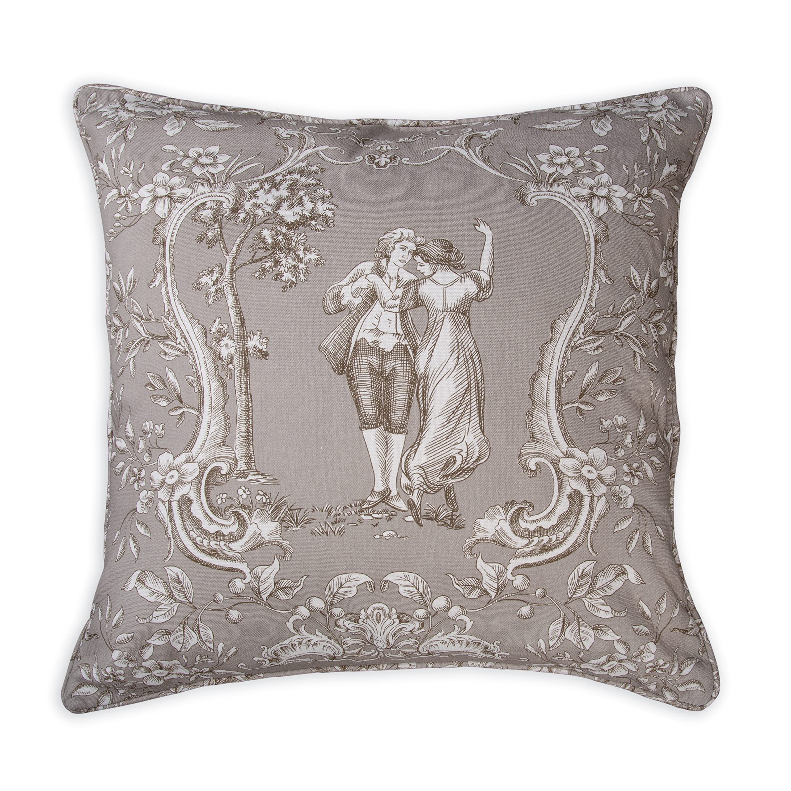 Maison D' Hermine Joli Jouy - Beige 100% Cotton Decorative Pillow Cover For Couch Sofa Cushion Covers Bedroom Home Living Room (