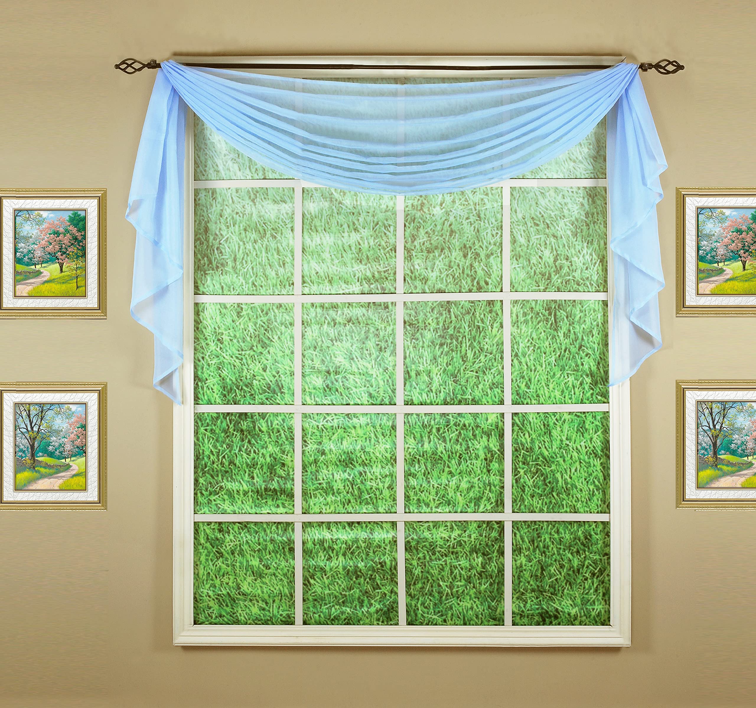 Today'S Curtain Emelia Original Voile Scarf 144', Sky Blue, 45' W X 144' L