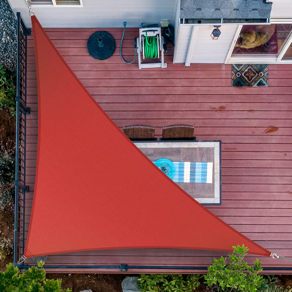 Shademart 14' X 14' X 19.8' Red Right Triangle Sun Shade Sail Upf50 Smtapt16 Canopy Fabric Cloth Screen, Water Air Permeable & U
