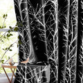 Fmfunctex Silver Branch Blackout Curtains Black For Bedroom Living Room 96' Long Metallic Print Tree Curtain Panels Energy Savi