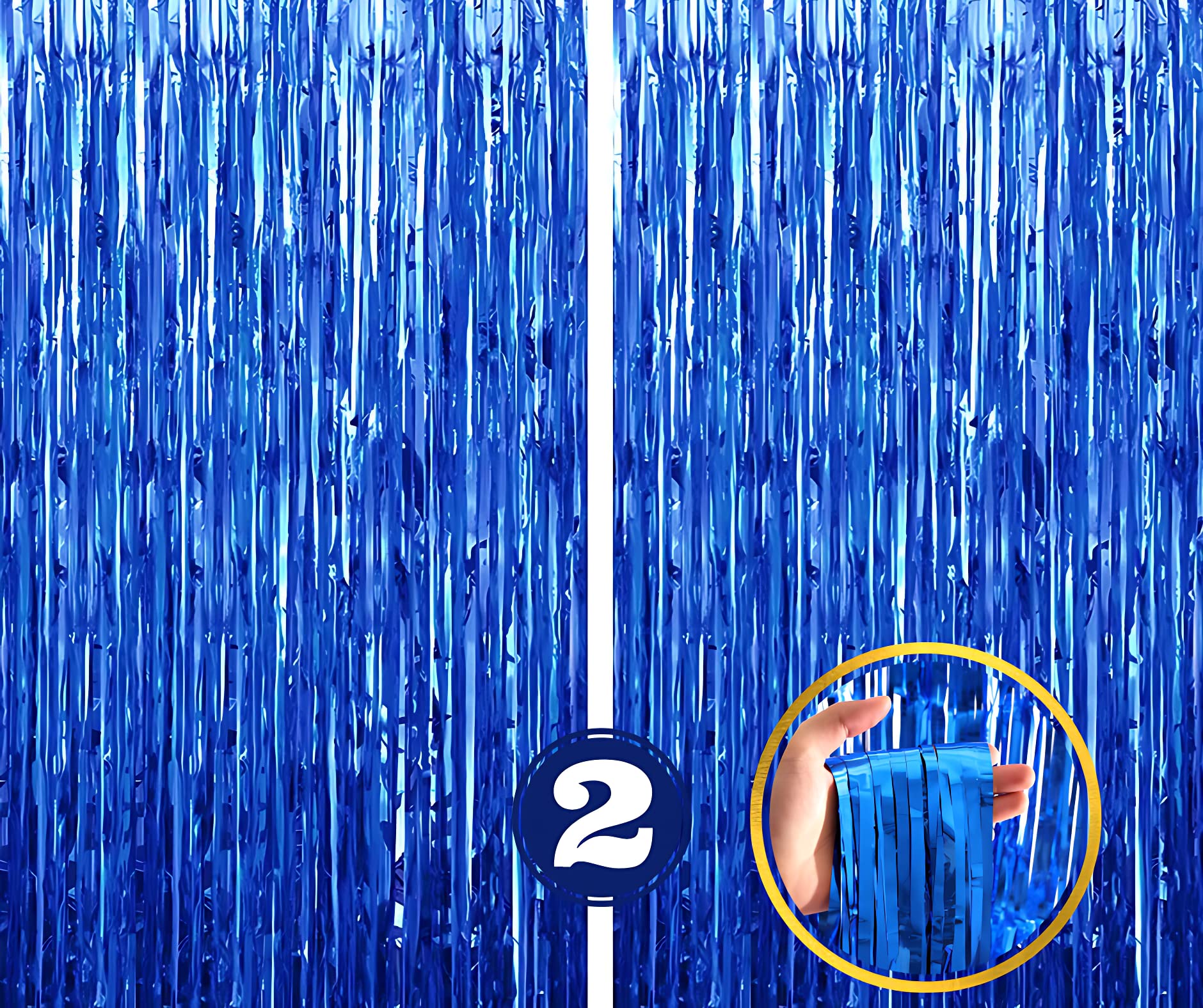 Flyloons Blue Foil Curtains For Birthday Decoration Items Pack Of 2 Baby Shower Anniversary, Marriage, Bachelorette Party Celebr