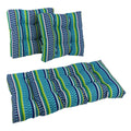 Blazing Needles Squared Patterned Spun Polyester Tufted Settee Cushions Set, Set of 3, Pike Azure