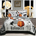 MarCielo 3 Pcs Halloween Themed Quilt Bedspread Set - Cozy and Spooky Pumpkin and Ghost Pattern ME500 (Halloween, Queen)